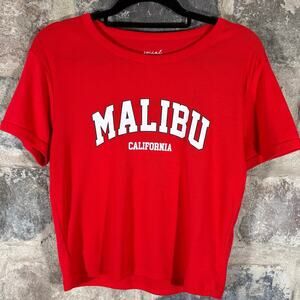 Social Scene Malibu California Crop Top Woman's XL Red White Soft Summer Beach‎